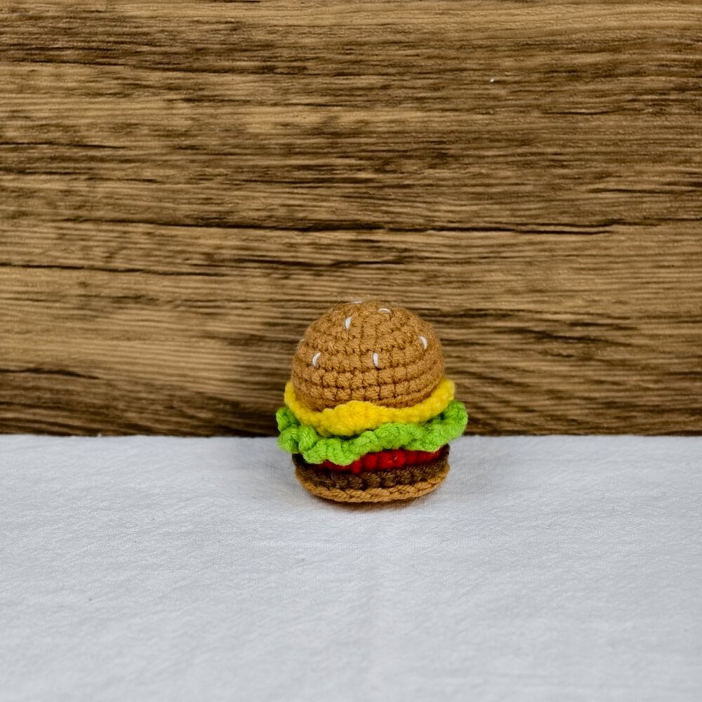 Handmade Amigurumi Crochet Hamburger Plushie - Picture 4 of 5